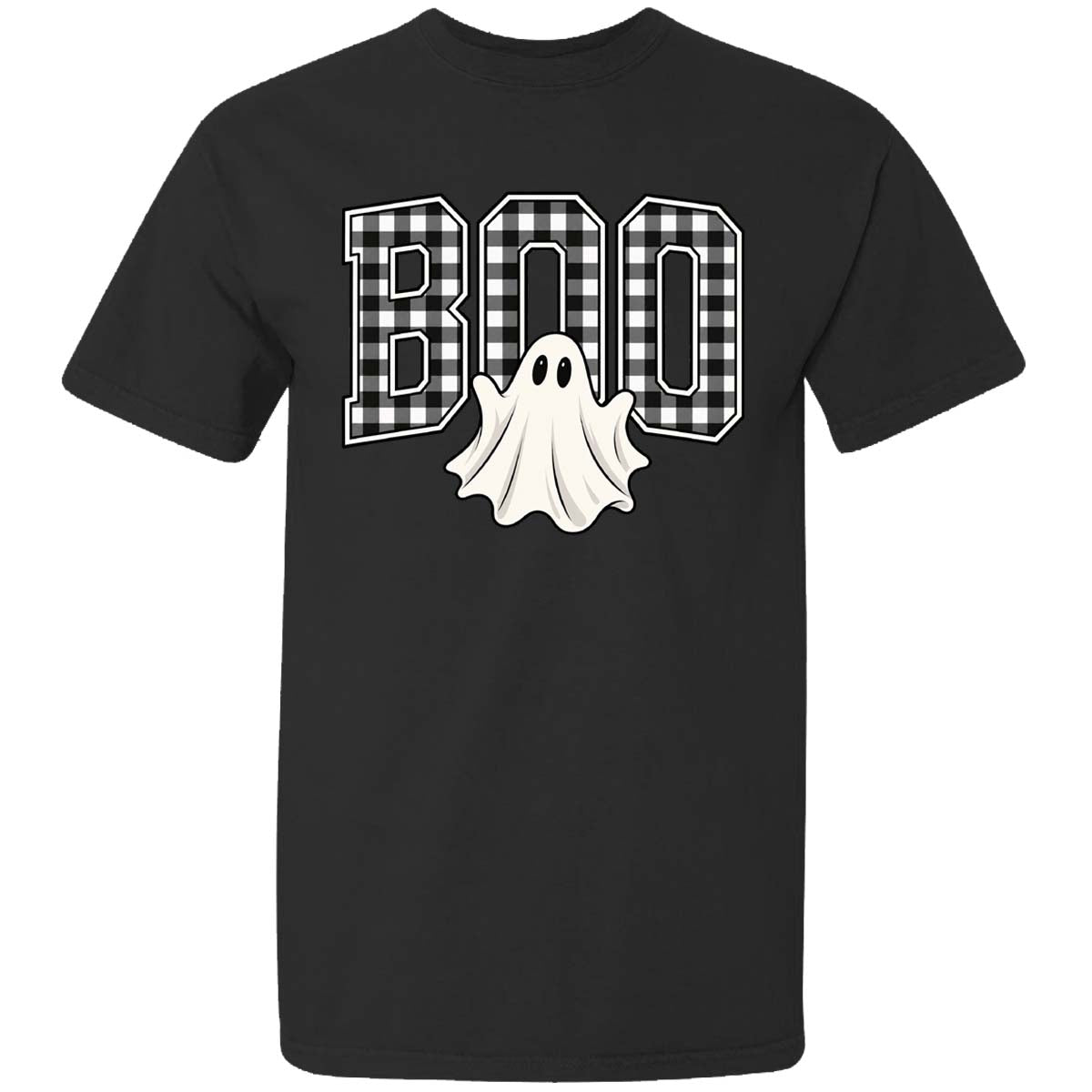 Gingham Boo With Ghost Comfort Colors Tee