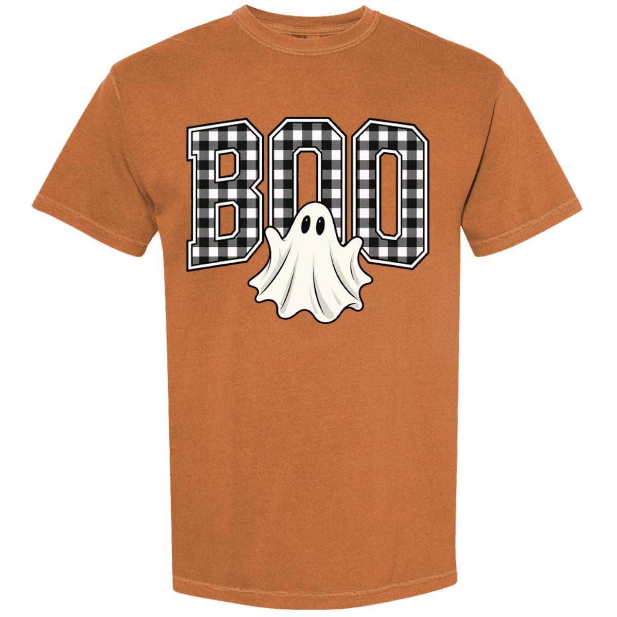 Gingham Boo With Ghost Comfort Colors Tee