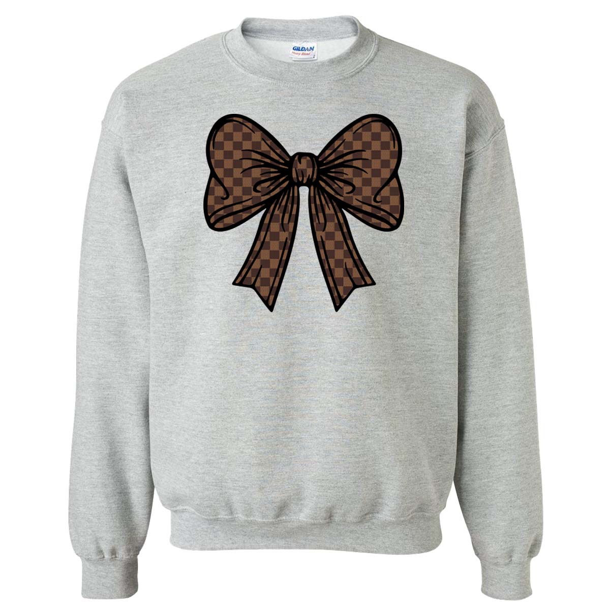 Brown Checkered Bow Sweatshirt