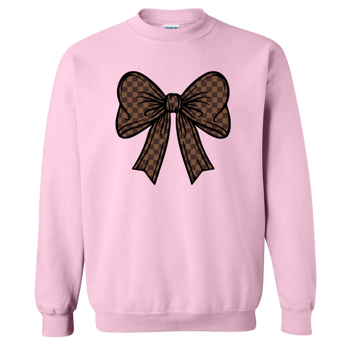 Brown Checkered Bow Sweatshirt