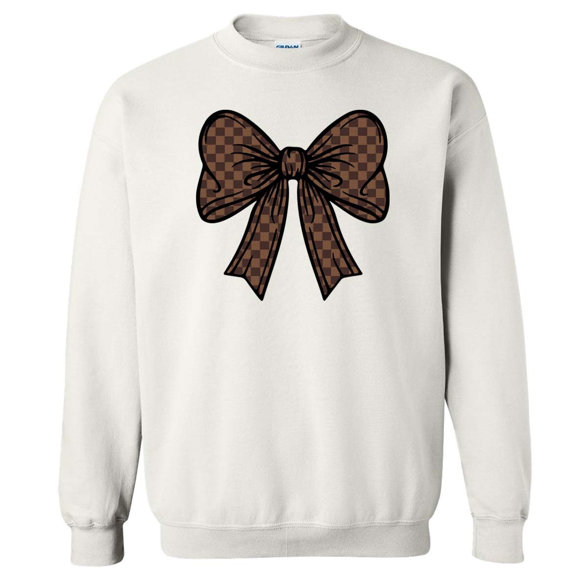 Brown Checkered Bow Sweatshirt