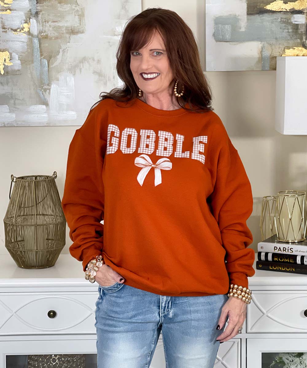 Brown Gingham Gobble Sweatshirt