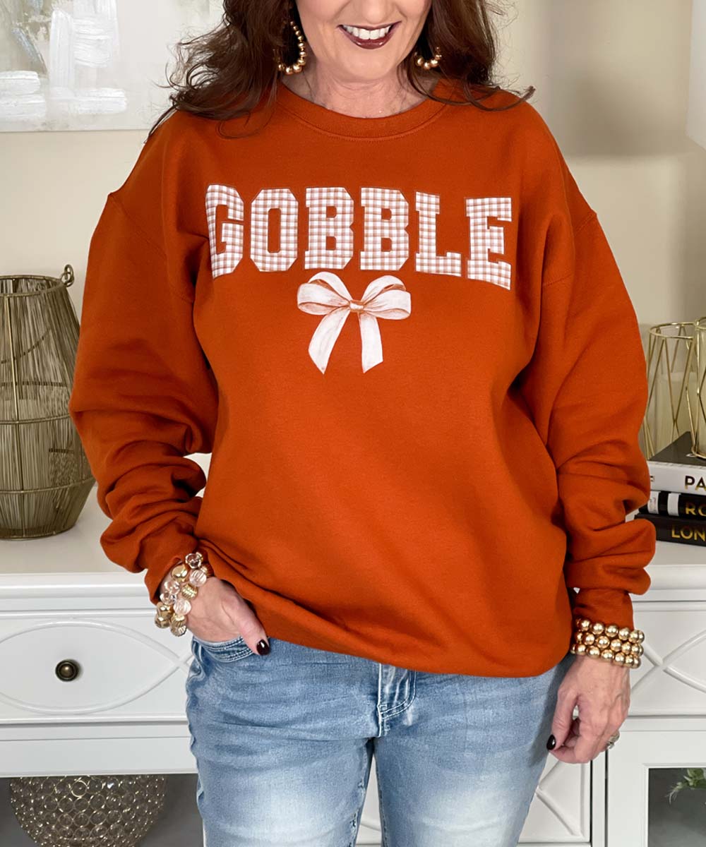 Brown Gingham Gobble Sweatshirt