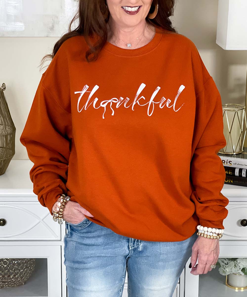 Brushstroke Thankful Sweatshirt