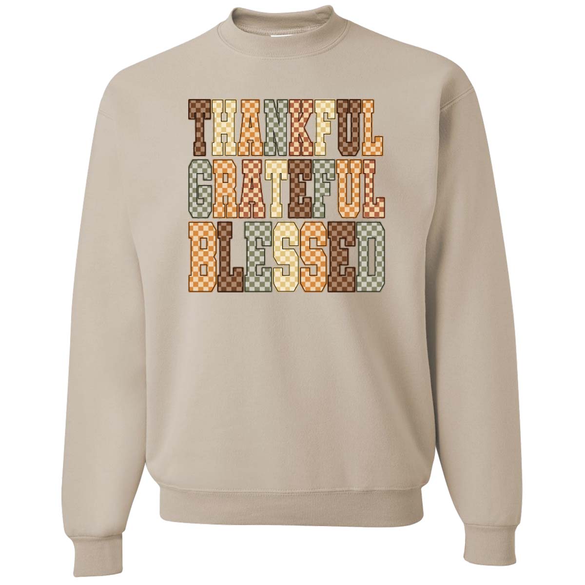 Checkerboard Thankful Grateful Blessed Sweatshirt