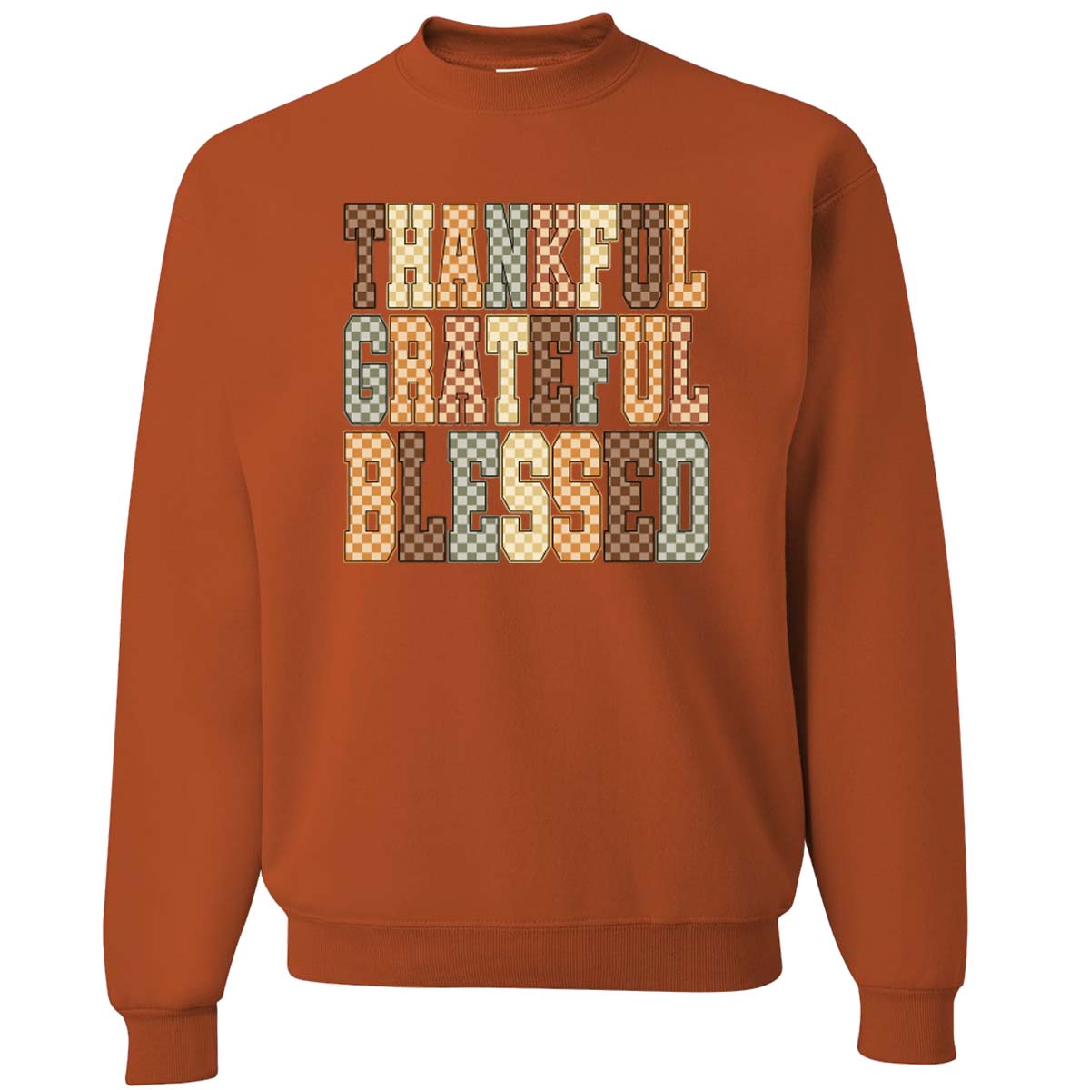 Checkerboard Thankful Grateful Blessed Sweatshirt